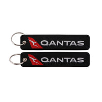 Thumbnail for Qantas Airlines (Black) aviation Remove Before Flight key chain, aviation-tag style webbing.