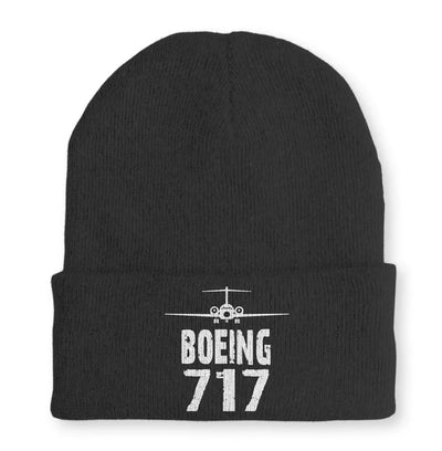 Boeing 717 & Plane Embroidered aviation embroidery on soft knit fabric beanie.