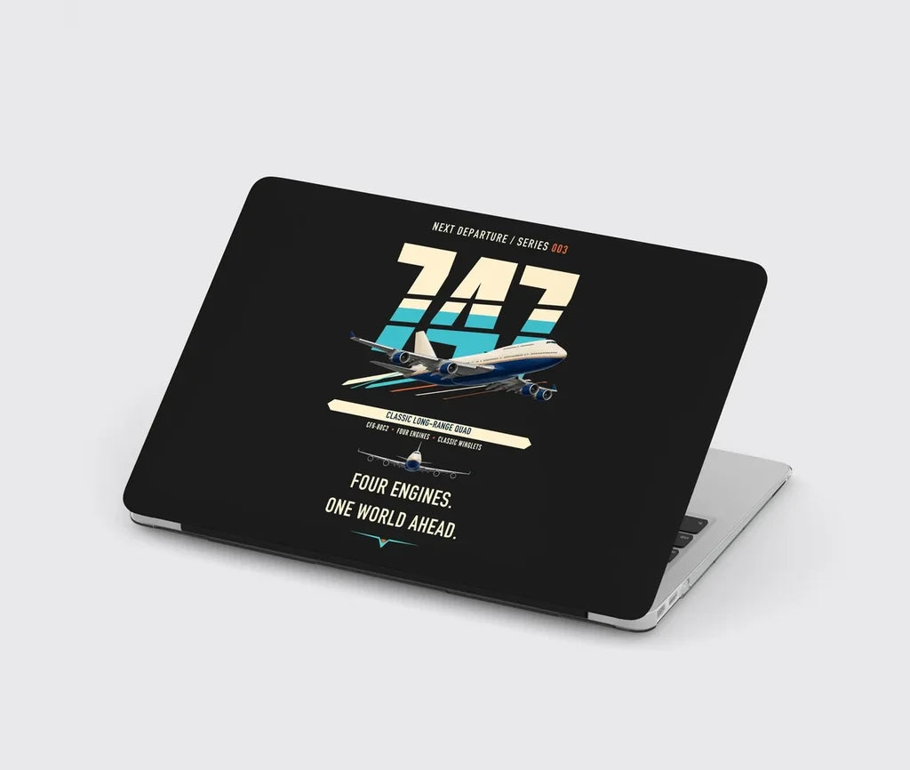Boeing 747-400 design on black MacBook case