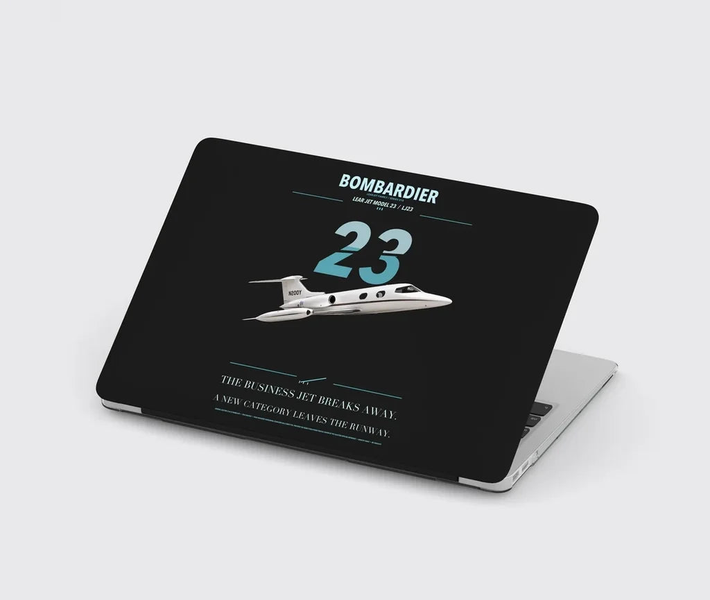 Bombardier Learjet 23 design on black MacBook case