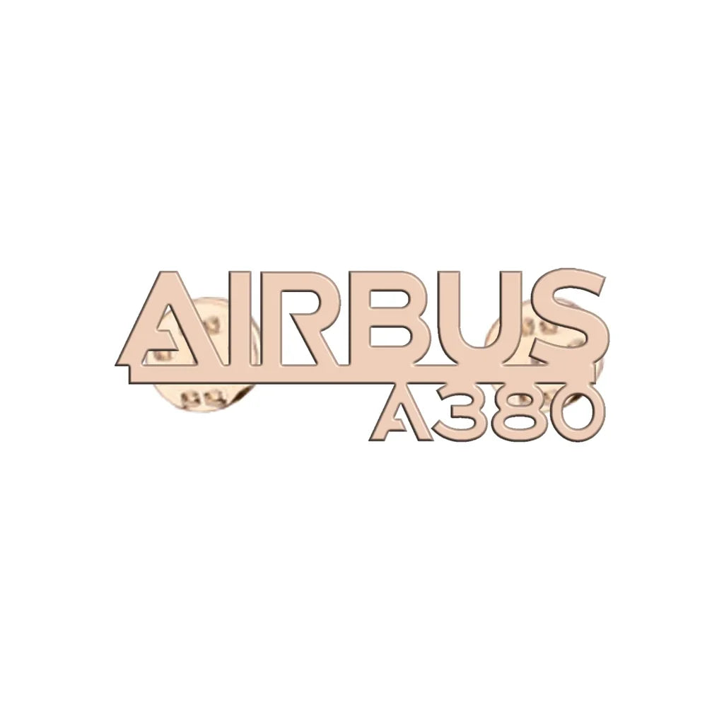 Airbus A380 & Text aviation hollow pin in polished alloy.