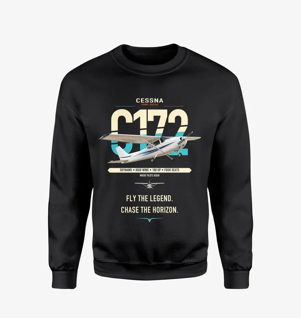 Cessna 172 Skyhawk design on black sweatshirt