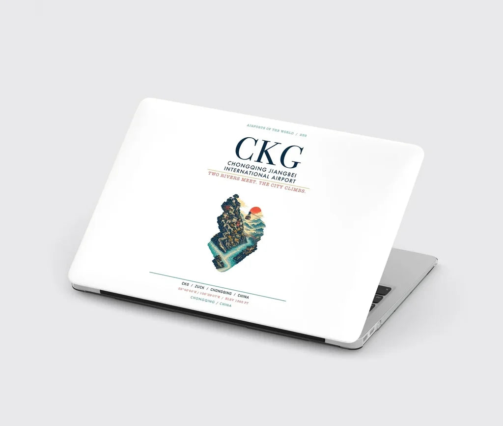 Chongqing Jiangbei International Airport (CKG) design on white MacBook case