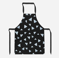 Thumbnail for Paper Airplanes (Black) aviation design on durable cotton blend kitchen apron.