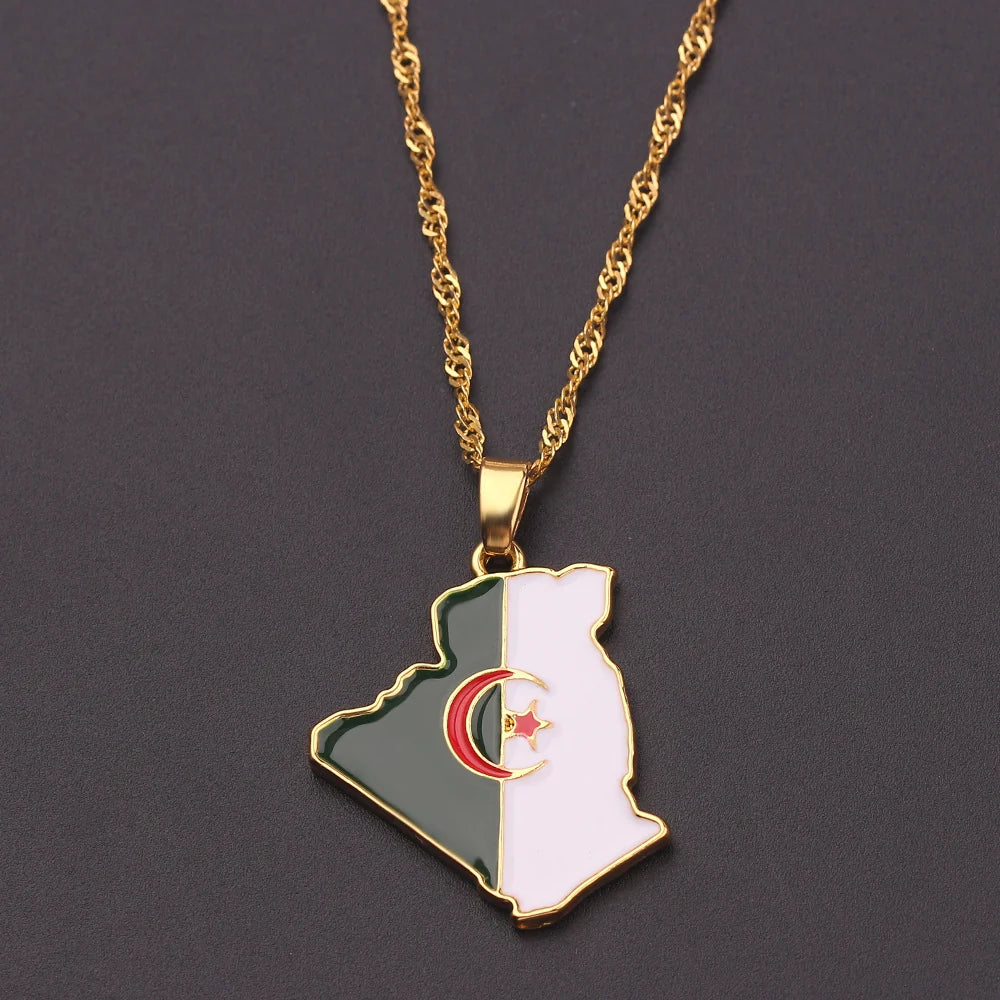 Algeria Map Flag Necklace - view 2