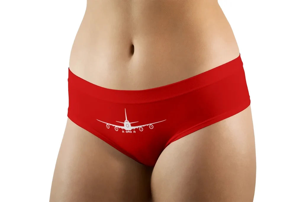 Boeing 747 Silhouette aviation design on soft cotton blend women's panties.