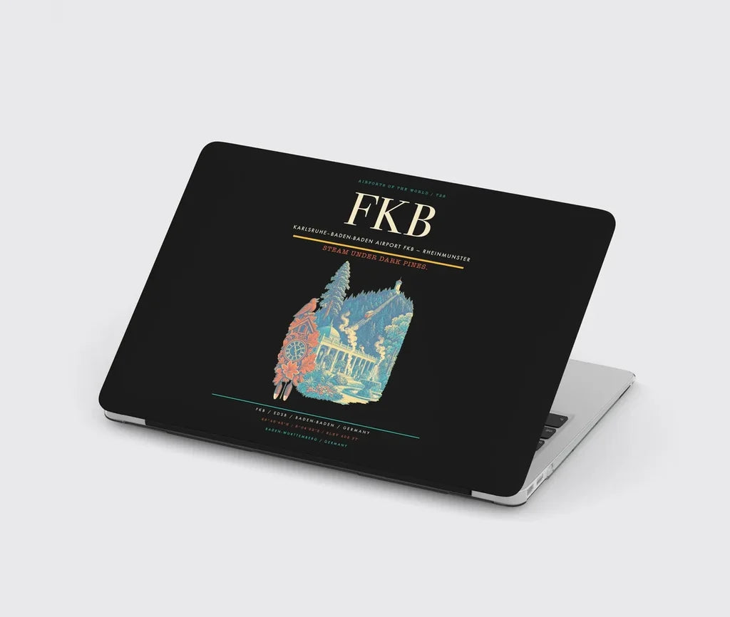Karlsruhe–Baden-Baden Airport (FKB) design on black MacBook case