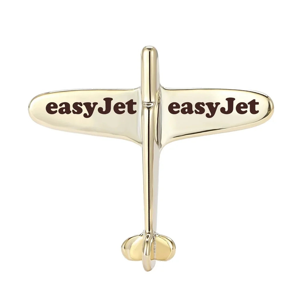 EasyJet Airlines Airplane Shape aviation airplane-shape brooch, polished alloy body with engraved detail.