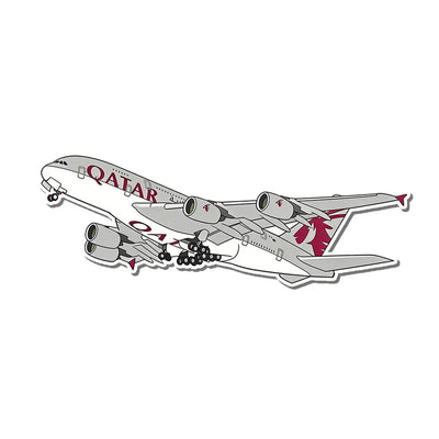 Qatar Airways Airbus A380 aviation design airplane sticker in weather-resistant vinyl.