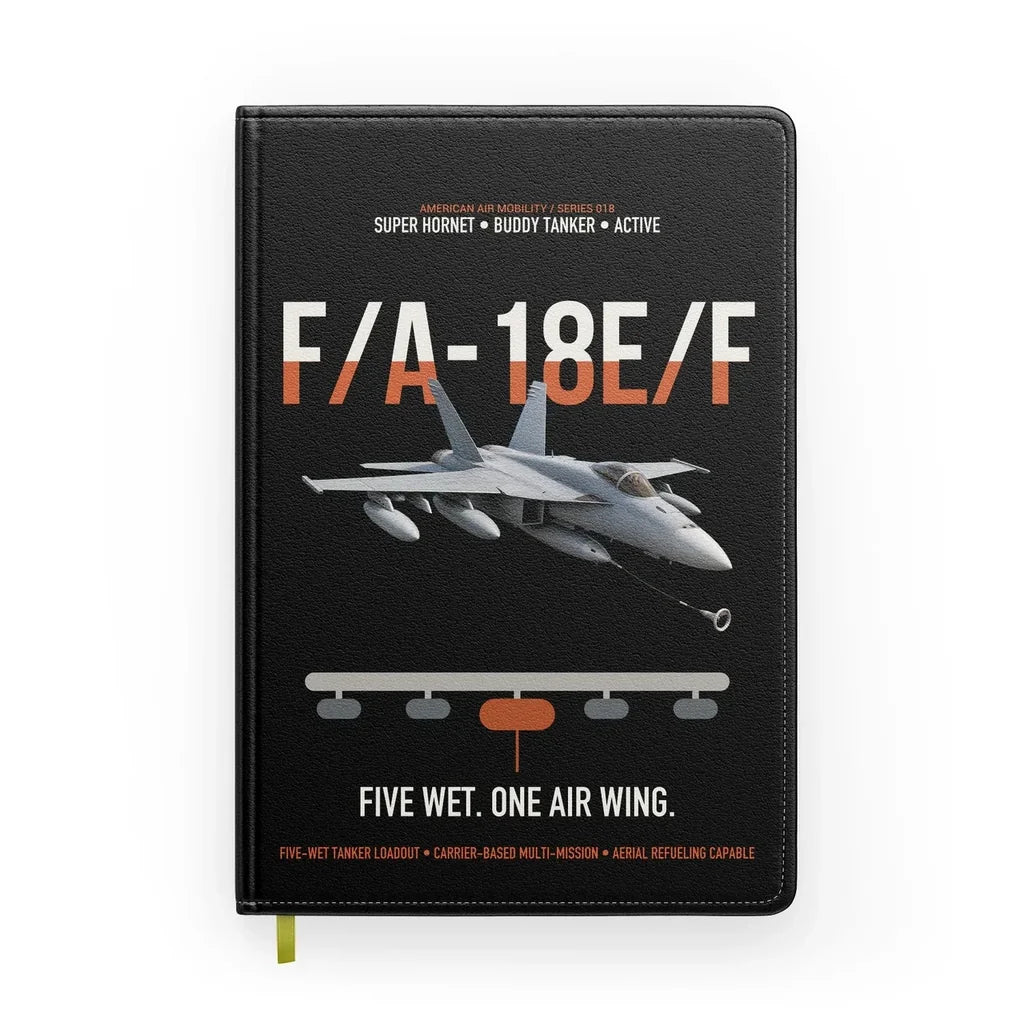 F A-18E F Buddy Tanker design on black notebook