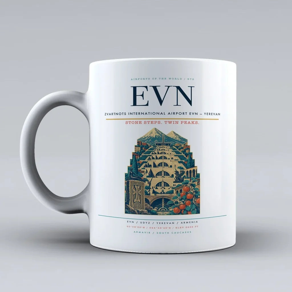International Airport EVN — Yerevan Mug design on white zvartnots