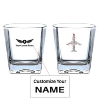 Thumbnail for Airplane Shape Aviation Alphabet aviation design on whiskey glass, crystal-clear premium glassware.