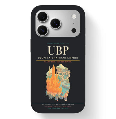 Ubon Ratchathani Airport (UBP) design on black iPhone 17 Pro MagSafe case