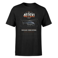 Thumbnail for Bell 407GXi design on black t-shirt, single-side print