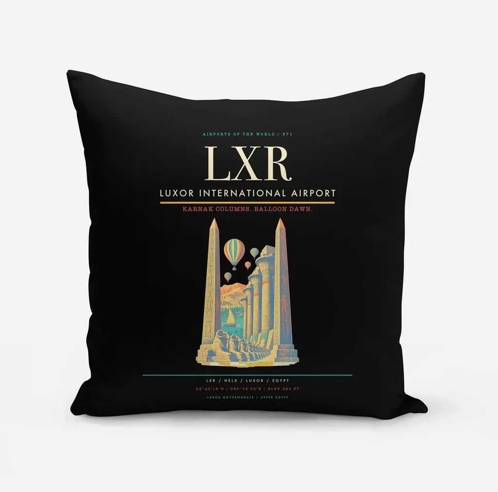 Luxor International Airport (LXR) design on black pillow