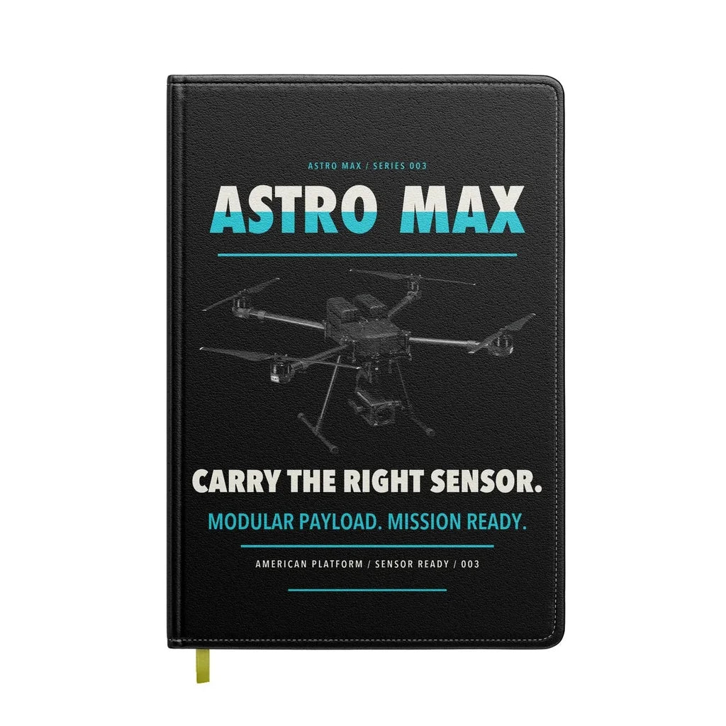 Freefly Astro Max design on black notebook