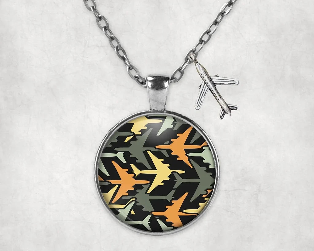 Volume 2 Super Colourful Airplanes aviation-themed necklace, polished stainless steel.
