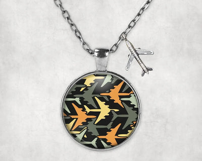 Volume 2 Super Colourful Airplanes aviation-themed necklace, polished stainless steel.