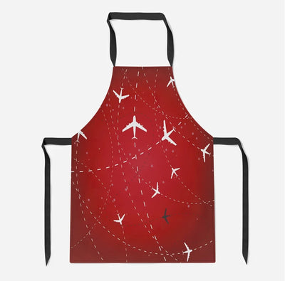 Travelling with Aircraft (Red) aviation design on durable cotton blend kitchen apron.