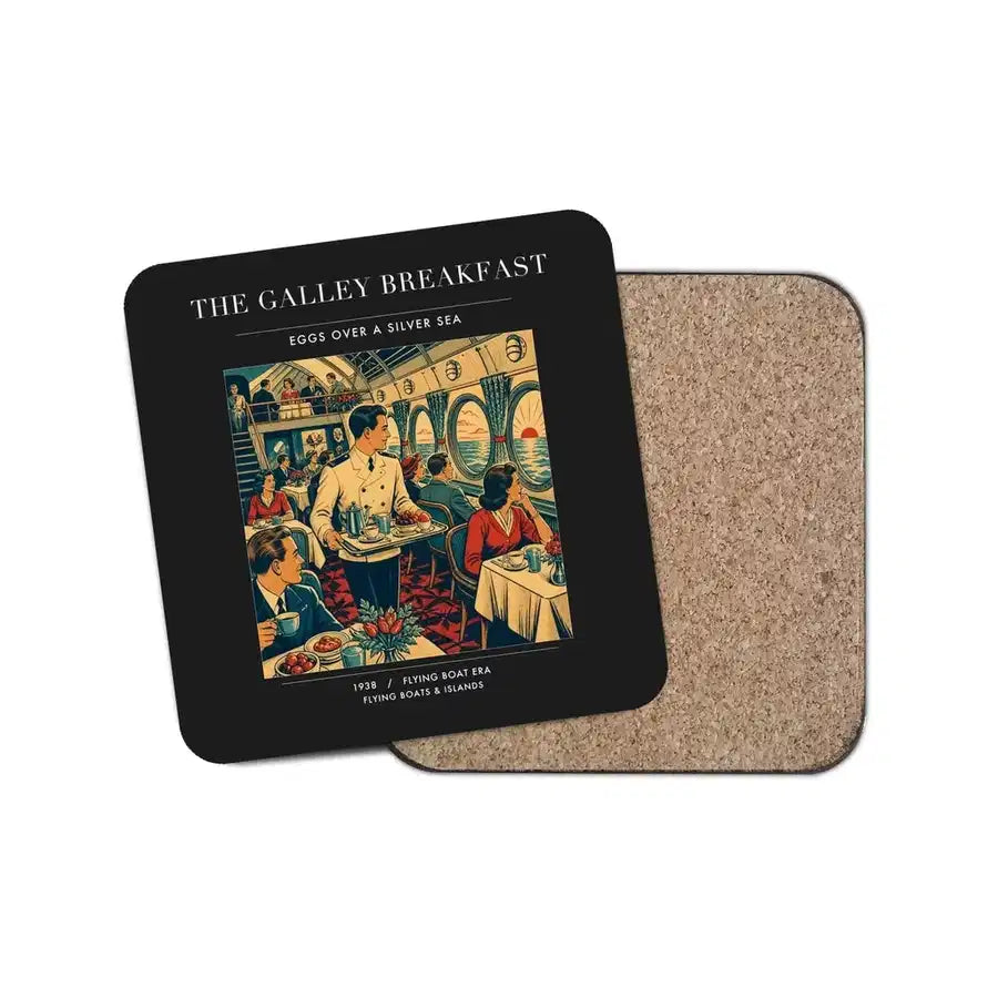 The Galley Breakfast - Designed Coasters design on black 1-piece