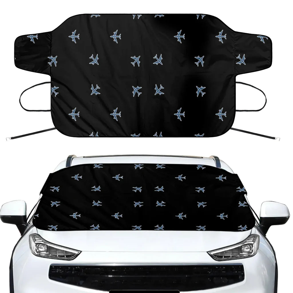 Nice Airplanes (Black) Car aviation design on car windshield cover.