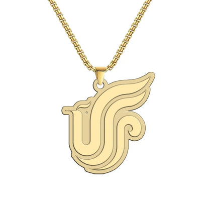 Air China Airlines aviation hollow necklace, polished metal body with engraved detail.