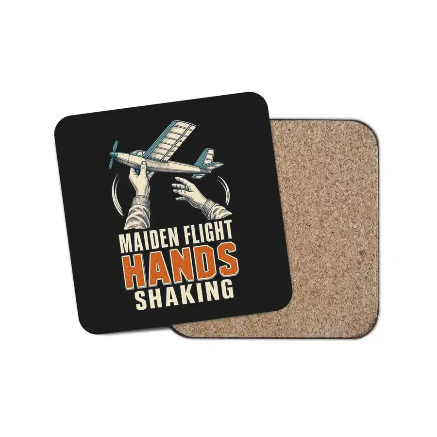 Maiden Flight Hands Shaking design on black 1 piece coaster