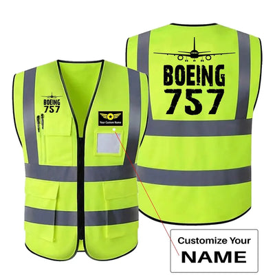 Boeing 757 & Plane aviation design printed on high-visibility reflective fabric reflective vest.