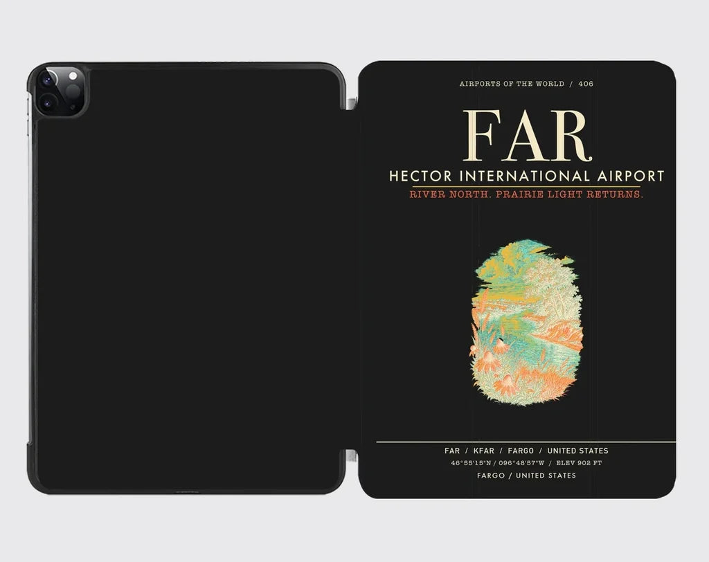 Hector International Airport (FAR) design on black ipad tablet case