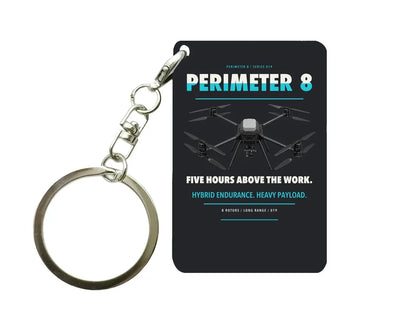 Skyfront Perimeter 8 Key Chain design on black key chain