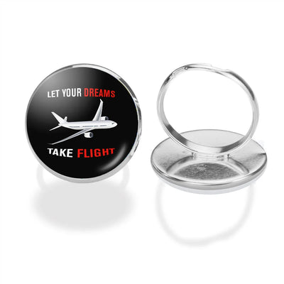 Let Your Dreams Take Flight aviation ring in stainless steel.