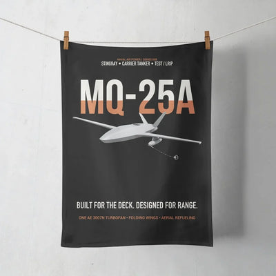 MQ-25A STINGRAY design on black towel