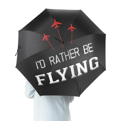 I'D Rather Be Flying aviation design on windproof polyester umbrella.