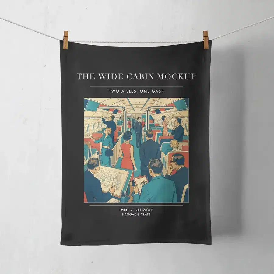 VINTAGE G4467 - The Wide Cabin Mockup - Designed Towels design on black