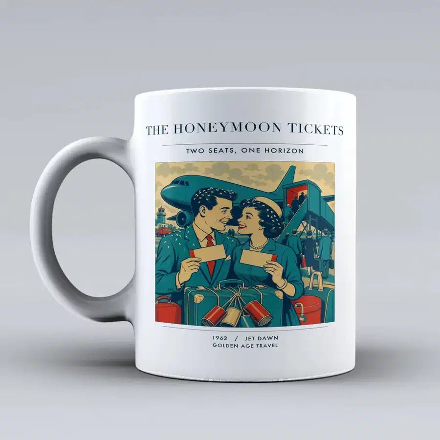 VINTAGE G4227 - The Honeymoon Tickets - Ceramic Mug design on white