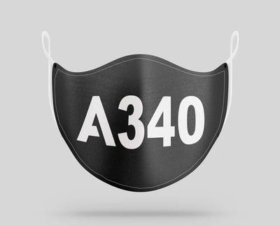 Airbus A340 Text aviation face mask in breathable cotton blend.