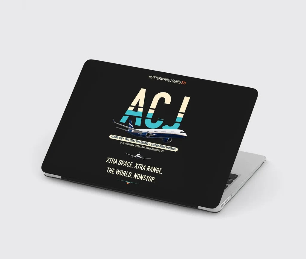 Airbus ACJ350 / exact ACJ350-900 design on black MacBook case