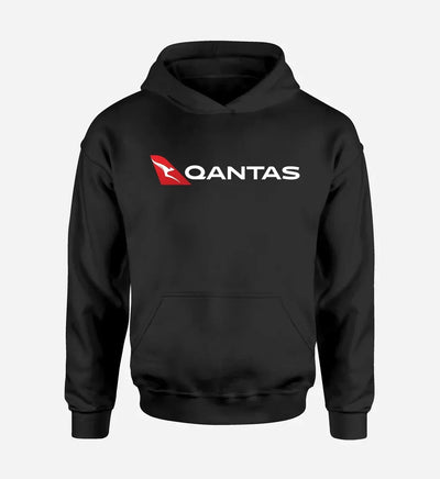Qantas Airways Airlines logo printed on black hoodie