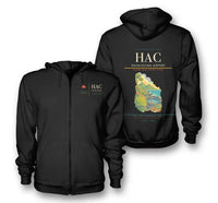 Thumbnail for Hachijojima Airport (HAC) design on black premium zipped hoodie