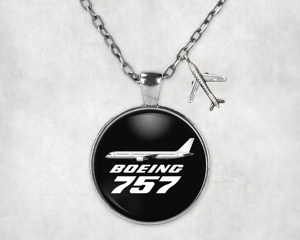The Boeing 757 aviation-themed necklace, polished stainless steel.