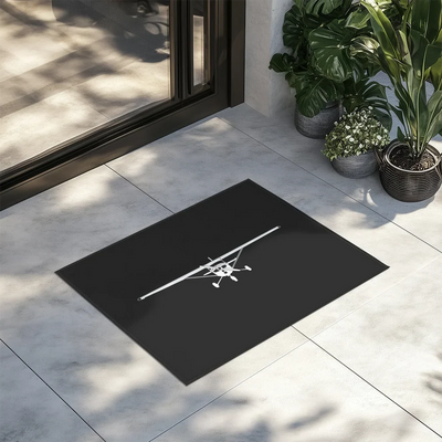 Cessna 172 Silhouette aviation design on durable fibre with non-slip backing door mat.