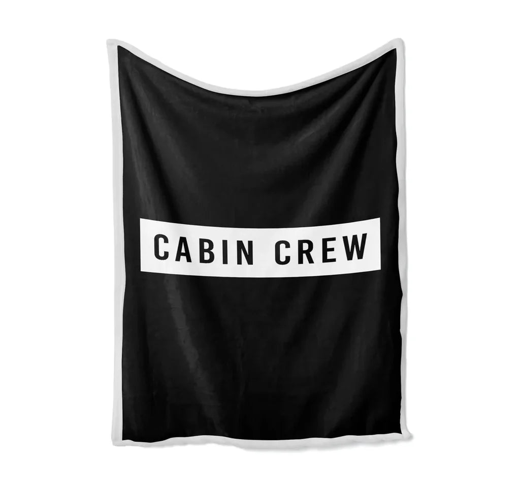 Cabin Crew Text Bed Blankets & aviation print on soft fleece blanket.