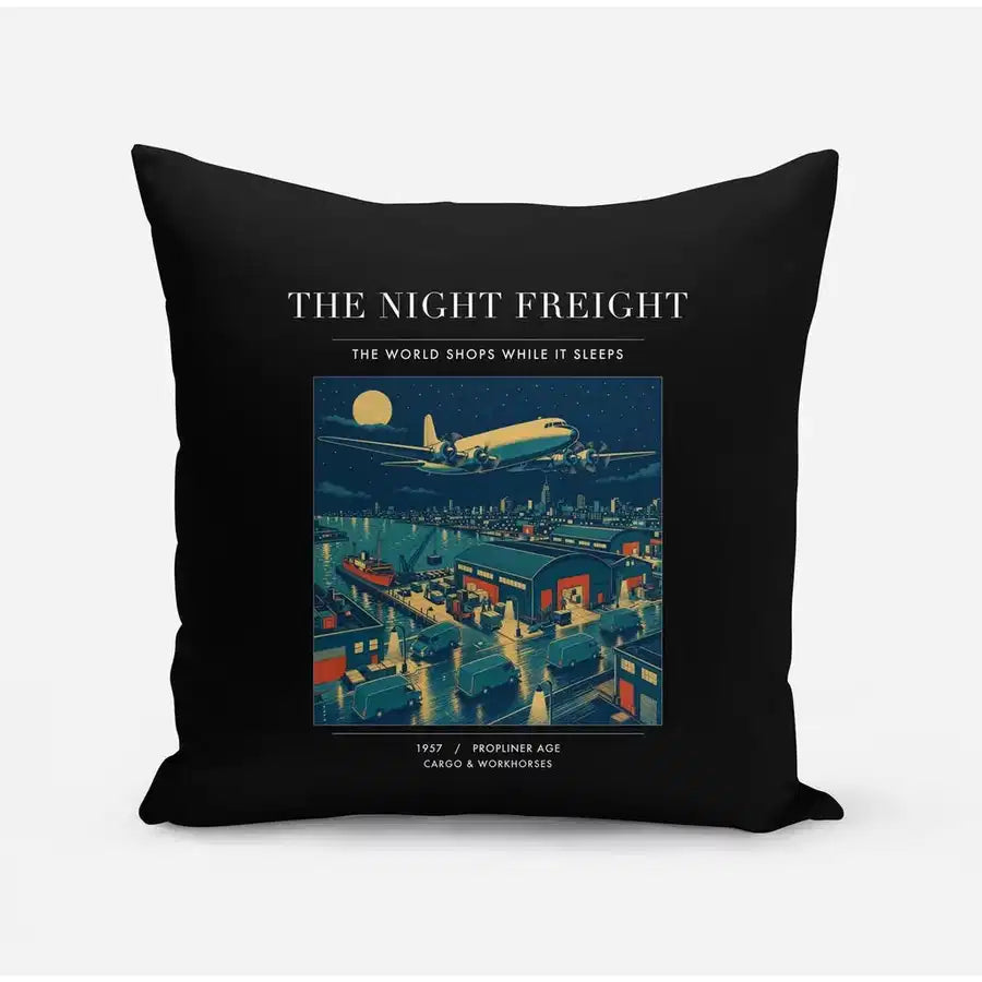 VINTAGE G4111 - The Night Freight - Designed Pillows design on black
