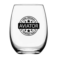 Thumbnail for %100 Original Aviator Water & Drink aviation design on water glass, crystal-clear premium glassware.