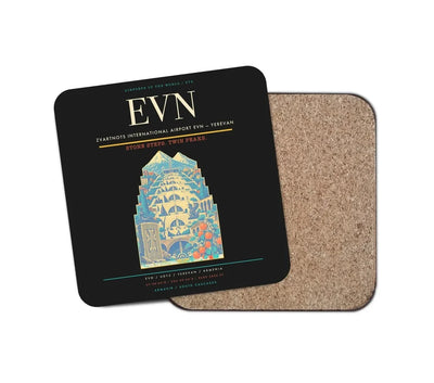 Zvartnots International Airport (EVN) design on black 1 piece coaster