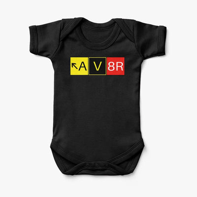 AV8R aviation print on kids gentle cotton bodysuit.