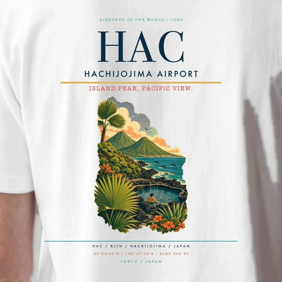 Hachijojima Airport (HAC) double-side t-shirt design close-up cover