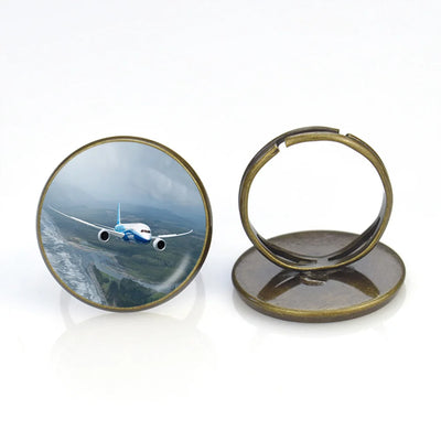 Cruising Boeing 787 aviation ring in stainless steel.