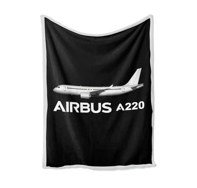The Airbus A220 Bed Blankets & aviation print on soft fleece blanket.