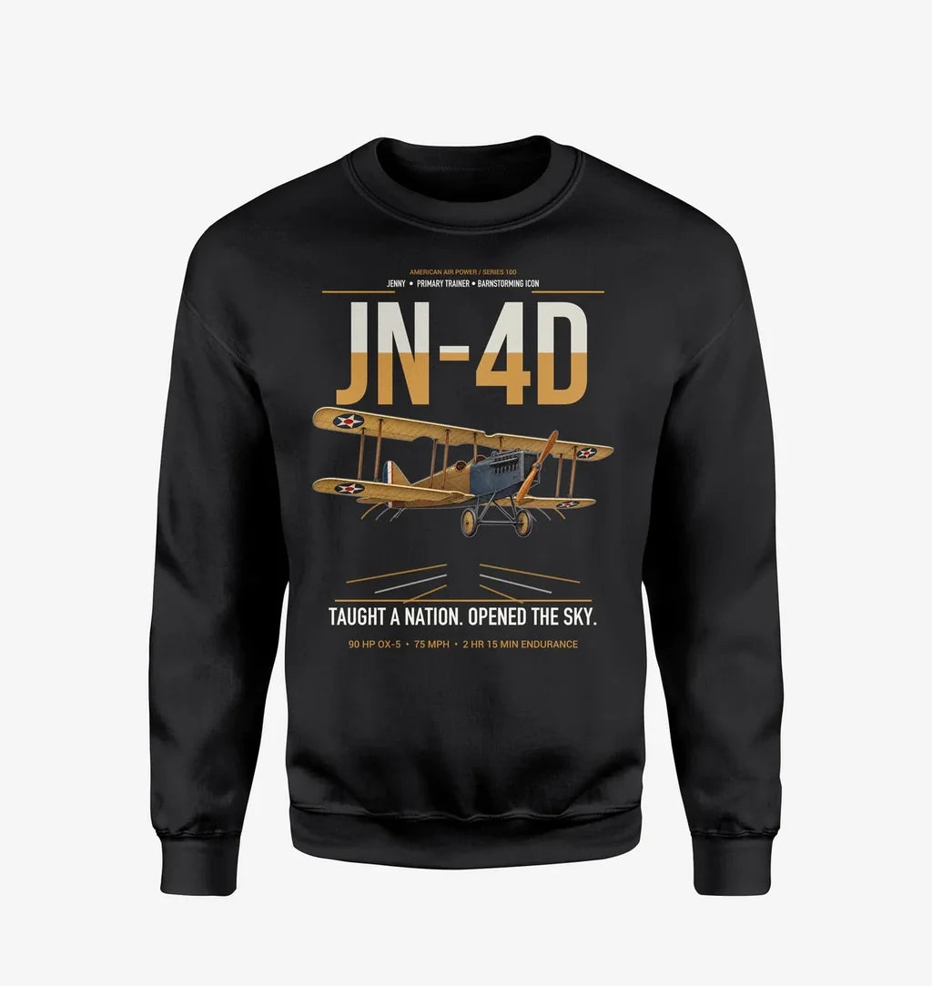 Curtiss JN-4D Jenny design on black sweatshirt